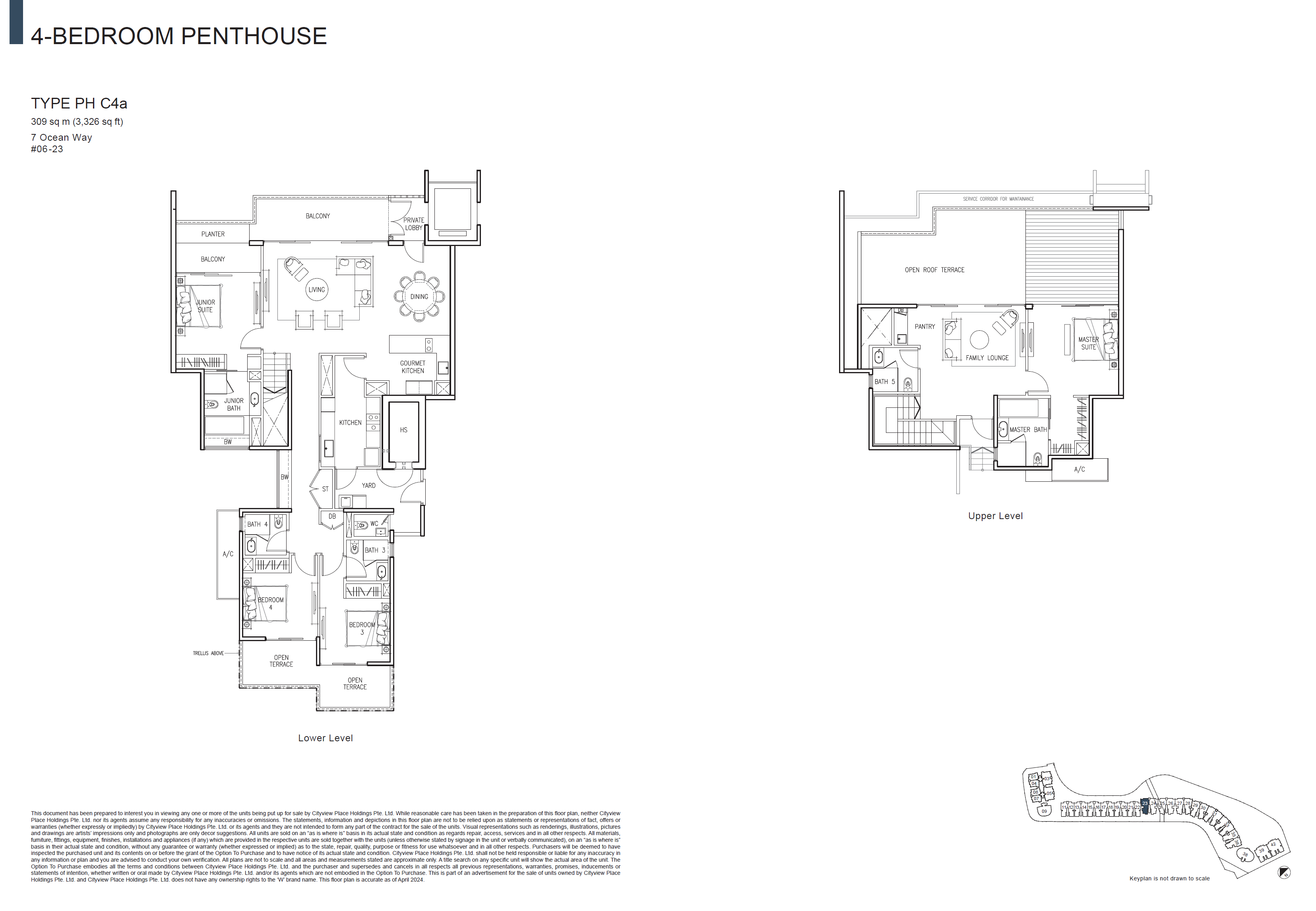 Floor plan of The Residences At W Singapore Sentosa Cove type Penthouse, Penthouse, 3,326 sq ft